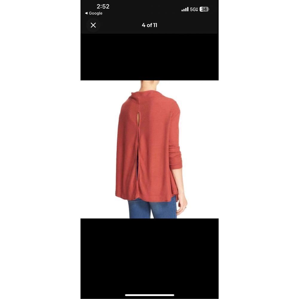 Free People Lover Ribbed Split Back Pullover Tunic Size Large - Picture 3 of 10
